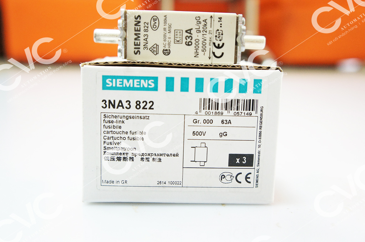 CẦU CHÌ SIEMENS 500V 63A 3NA3822